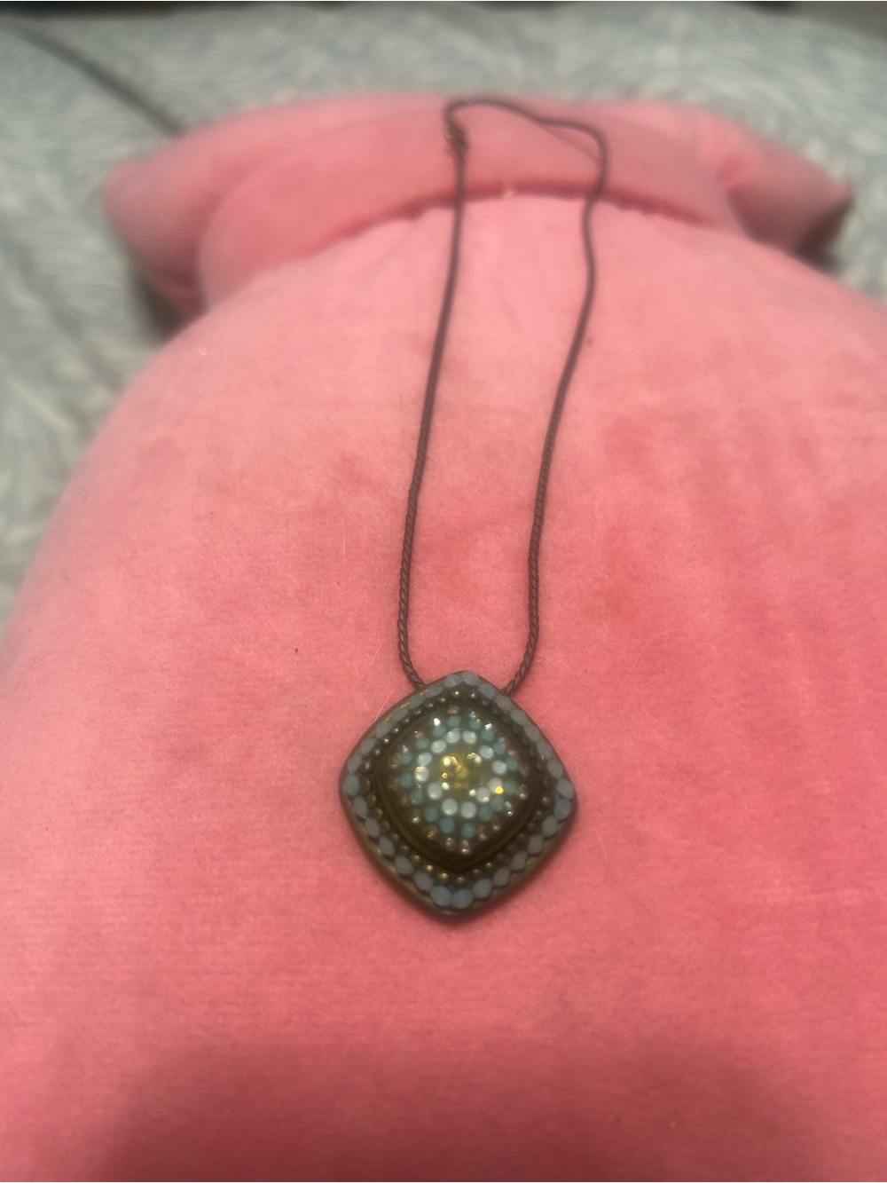 Blue Mosaic Pendant Necklace - Women's Jewelry